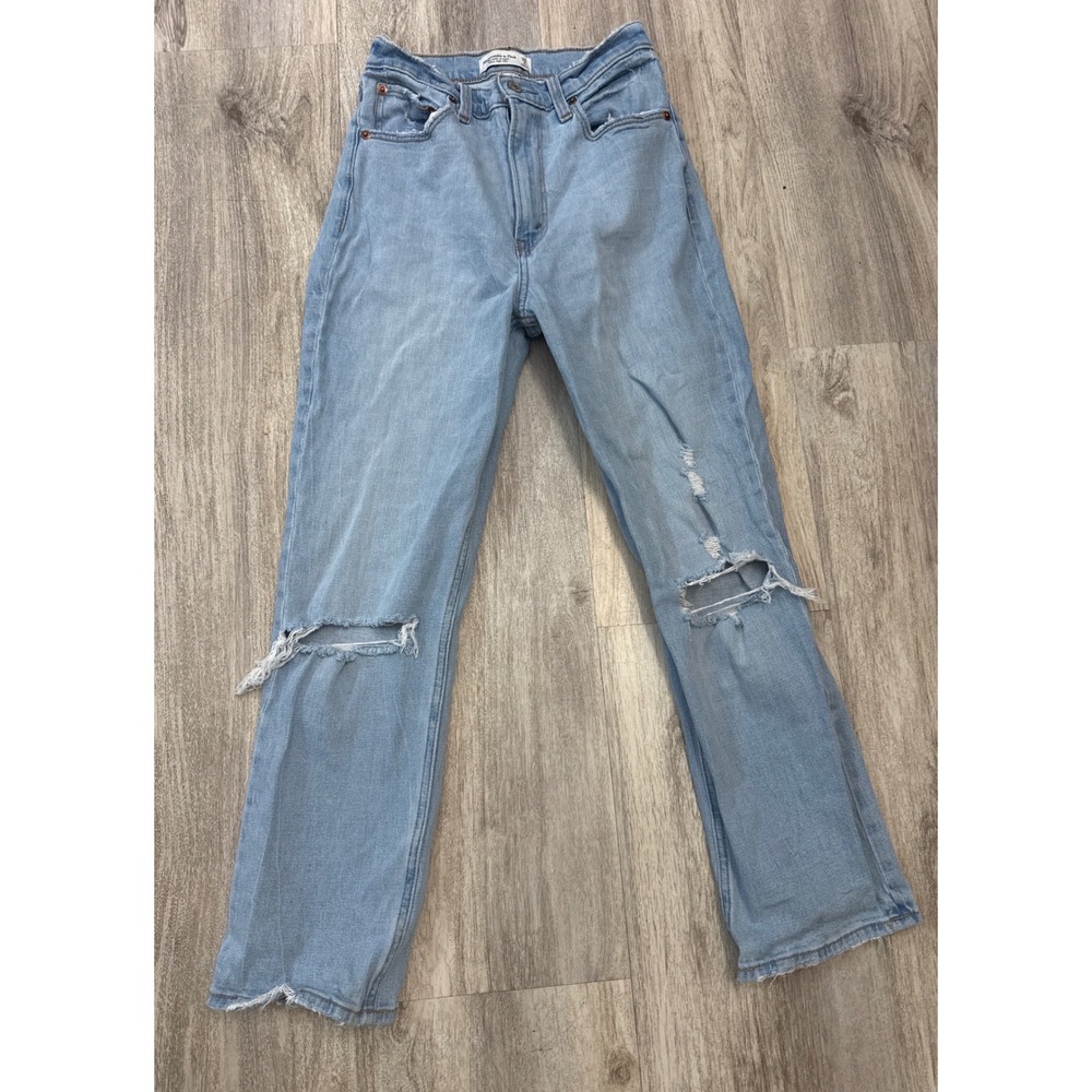 Abercrombie & Fitch Curve Love Ankle Straight Ultra High Rise Jeans Blue 26 2R